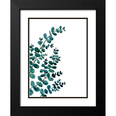 Teal watercolor eucalyptus II Black Modern Wood Framed Art Print with Double Matting by Laiz Blursbyai, Rosana