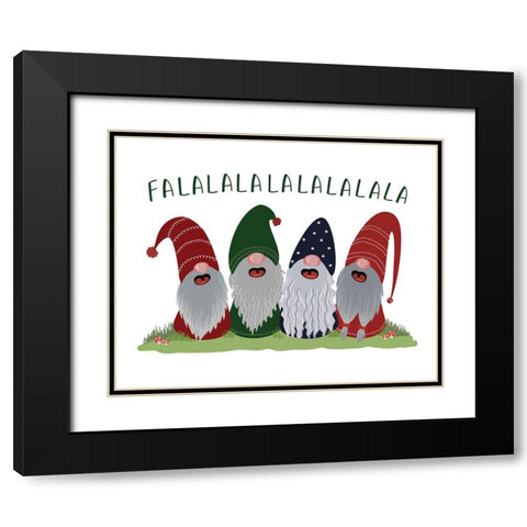 Fa la la la la gnomes Black Modern Wood Framed Art Print with Double Matting by Laiz Blursbyai, Rosana