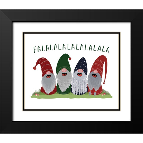 Fa la la la la gnomes Black Modern Wood Framed Art Print with Double Matting by Laiz Blursbyai, Rosana