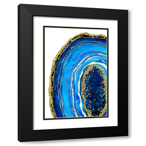 Cobalt blue geode Black Modern Wood Framed Art Print with Double Matting by Blursbyai, Rosana Laiz