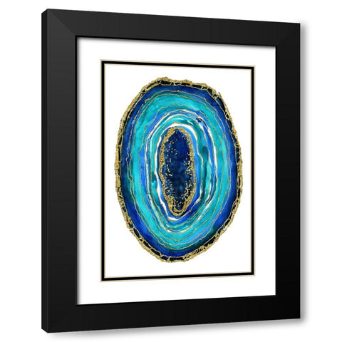 Turquoise and blue geode Black Modern Wood Framed Art Print with Double Matting by Blursbyai, Rosana Laiz