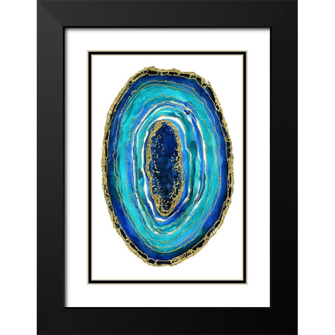 Turquoise and blue geode Black Modern Wood Framed Art Print with Double Matting by Blursbyai, Rosana Laiz