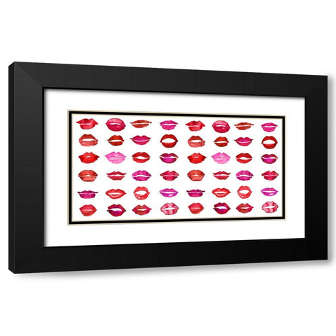 Lipstick kisses Black Modern Wood Framed Art Print with Double Matting by Laiz Blursbyai, Rosana