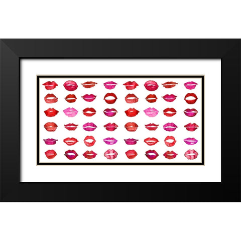 Lipstick kisses Black Modern Wood Framed Art Print with Double Matting by Laiz Blursbyai, Rosana