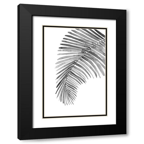 Palm leaf in loose watercolor bw Black Modern Wood Framed Art Print with Double Matting by Laiz Blursbyai, Rosana