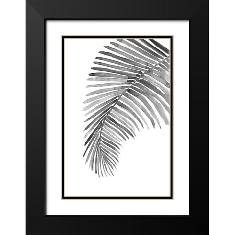 Palm leaf in loose watercolor bw Black Modern Wood Framed Art Print with Double Matting by Laiz Blursbyai, Rosana