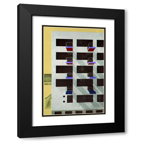Bauhaus Dessau architecture in vintage magazine style V Black Modern Wood Framed Art Print with Double Matting by Laiz Blursbyai, Rosana