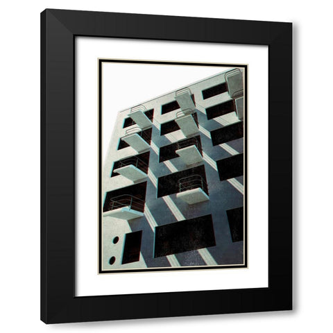 Bauhaus Dessau architecture in vintage magazine style VI Black Modern Wood Framed Art Print with Double Matting by Laiz Blursbyai, Rosana