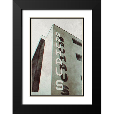 Bauhaus Dessau architecture in vintage magazine style I Black Modern Wood Framed Art Print with Double Matting by Laiz Blursbyai, Rosana