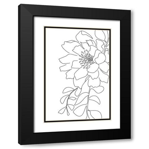 Loli peony line art Black Modern Wood Framed Art Print with Double Matting by Laiz Blursbyai, Rosana
