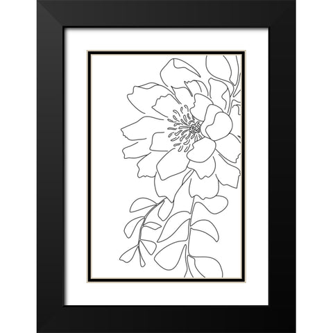 Loli peony line art Black Modern Wood Framed Art Print with Double Matting by Laiz Blursbyai, Rosana