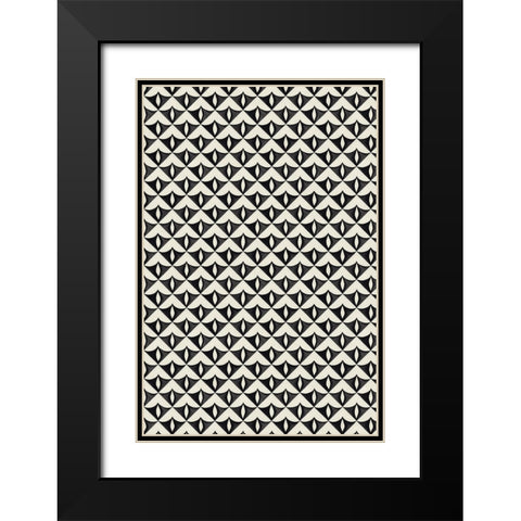 Black Triangle Pattern Black Modern Wood Framed Art Print with Double Matting by Treechild