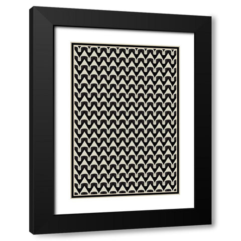 Black And White Zig Zag Pattern Black Modern Wood Framed Art Print with Double Matting by Treechild