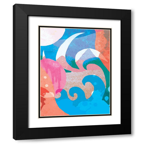 Melting Sun Black Modern Wood Framed Art Print with Double Matting by Demir, Aylin