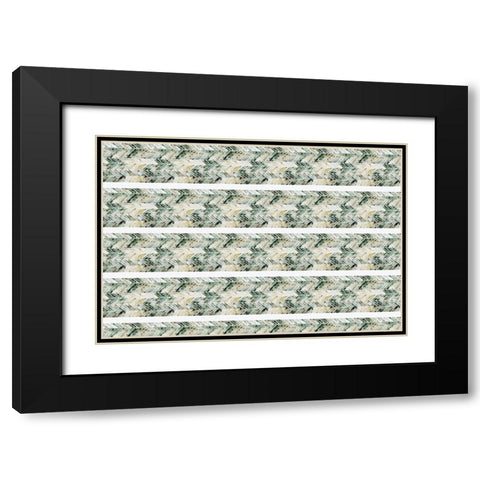 Green Beige Pattern Black Modern Wood Framed Art Print with Double Matting by Treechild