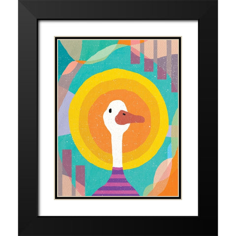 Duck in the Sun Black Modern Wood Framed Art Print with Double Matting by Demir, Aylin