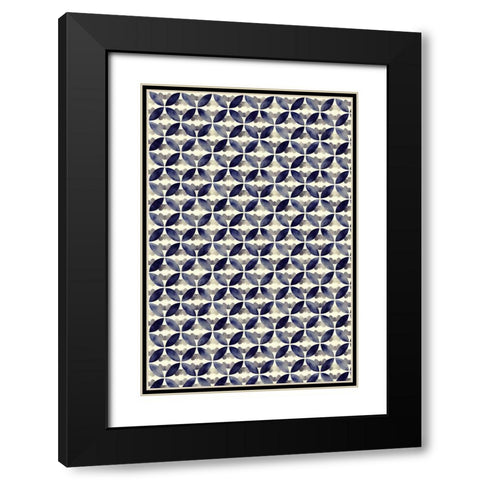 Round Watercolor Pattern Black Modern Wood Framed Art Print with Double Matting by Treechild