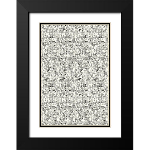 Special Line Pattern Black Modern Wood Framed Art Print with Double Matting by Treechild
