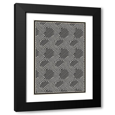 Black And White Pattern Black Modern Wood Framed Art Print with Double Matting by Treechild