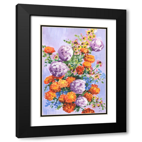 Marigold And Hydrangea Black Modern Wood Framed Art Print with Double Matting by Zwara, Ania