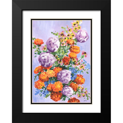 Marigold And Hydrangea Black Modern Wood Framed Art Print with Double Matting by Zwara, Ania