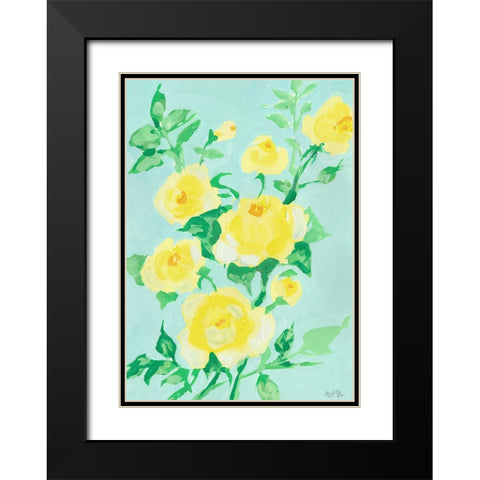 Lemon Roses Black Modern Wood Framed Art Print with Double Matting by Zwara, Ania