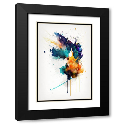Flight of Colors Black Modern Wood Framed Art Print with Double Matting by Mauro