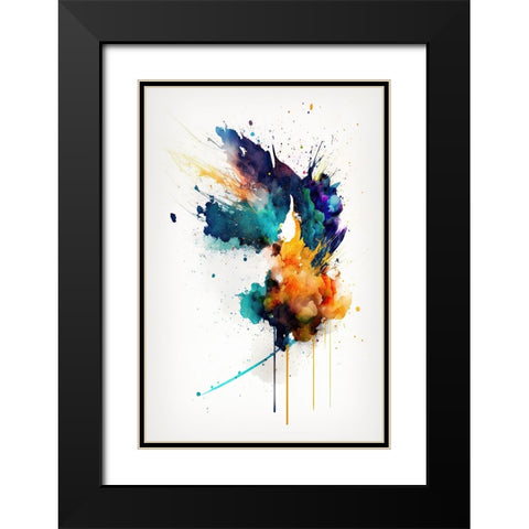 Flight of Colors Black Modern Wood Framed Art Print with Double Matting by Mauro