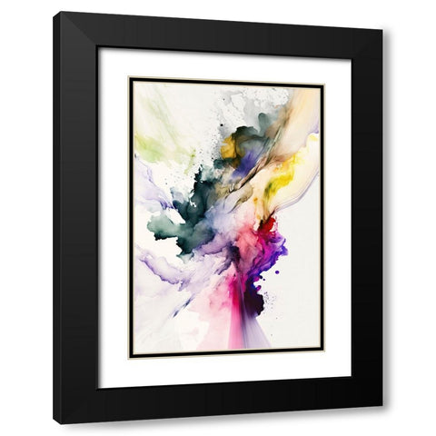 Dancing Colors Black Modern Wood Framed Art Print with Double Matting by Mauro