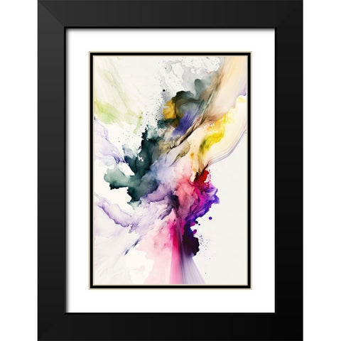 Dancing Colors Black Modern Wood Framed Art Print with Double Matting by Mauro