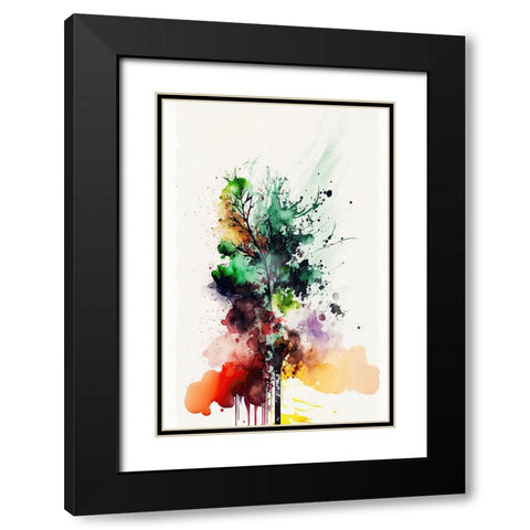 Chromatic Roots Black Modern Wood Framed Art Print with Double Matting by Mauro