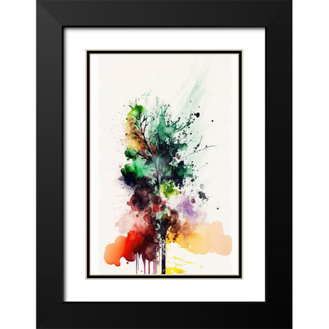 Chromatic Roots Black Modern Wood Framed Art Print with Double Matting by Mauro