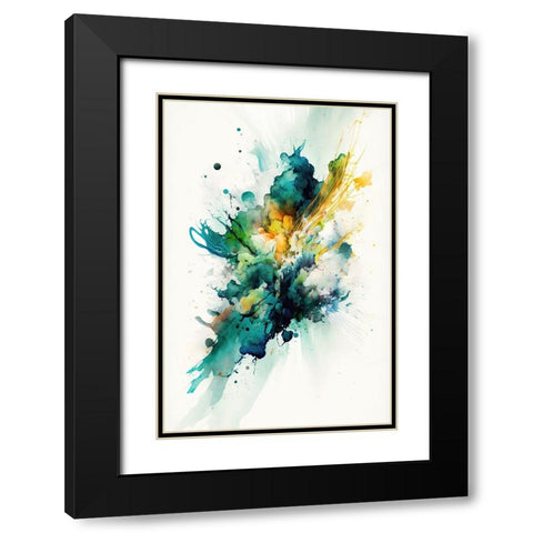 Serenity in Green Black Modern Wood Framed Art Print with Double Matting by Mauro