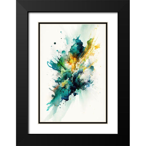 Serenity in Green Black Modern Wood Framed Art Print with Double Matting by Mauro