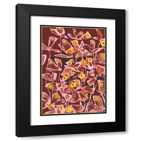 Brown Retro Butterflies Black Modern Wood Framed Art Print with Double Matting by Zwara, Ania