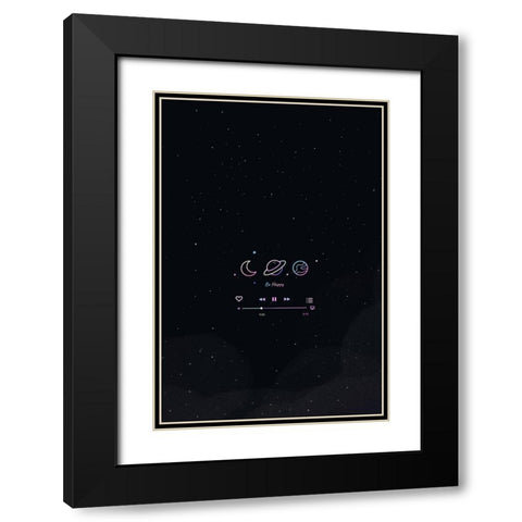 Neon Galaxy Black Modern Wood Framed Art Print with Double Matting by Thai, Xuan