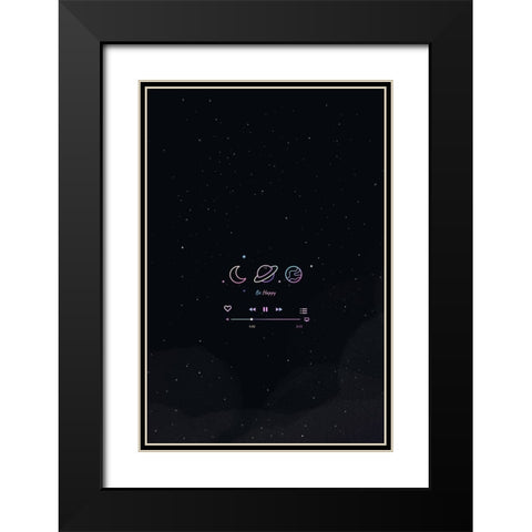 Neon Galaxy Black Modern Wood Framed Art Print with Double Matting by Thai, Xuan