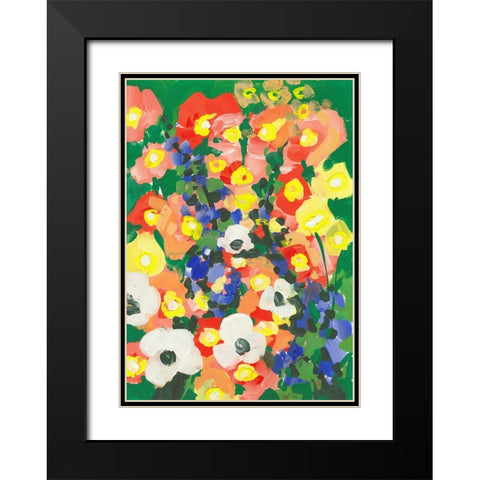 Big White Flower With Blue Bells Black Modern Wood Framed Art Print with Double Matting by Zwara, Ania