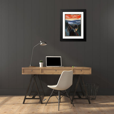 Despair Black Modern Wood Framed Art Print with Double Matting by Pictufy