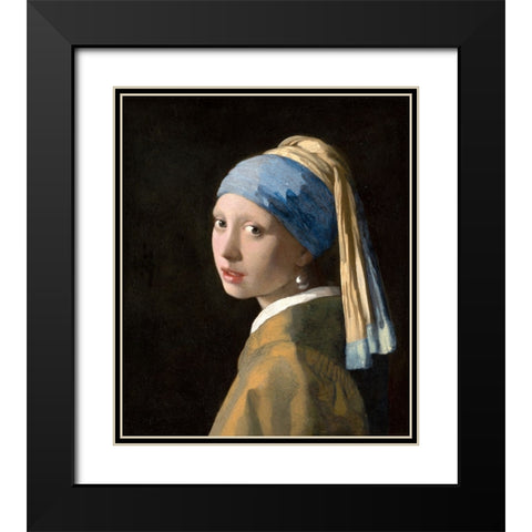 Girl with a Pearl Earring Black Modern Wood Framed Art Print with Double Matting by Pictufy
