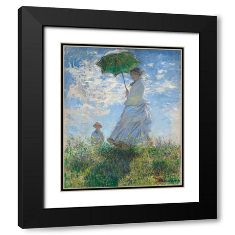 Women With Parasol Black Modern Wood Framed Art Print with Double Matting by Pictufy