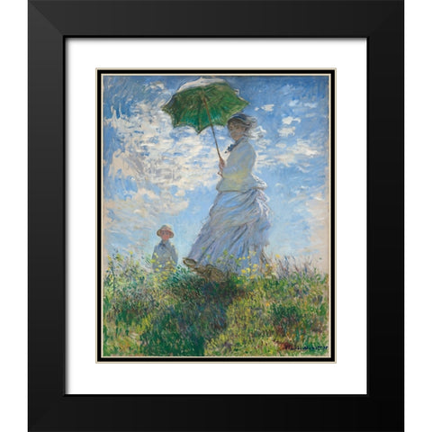 Women With Parasol Black Modern Wood Framed Art Print with Double Matting by Pictufy