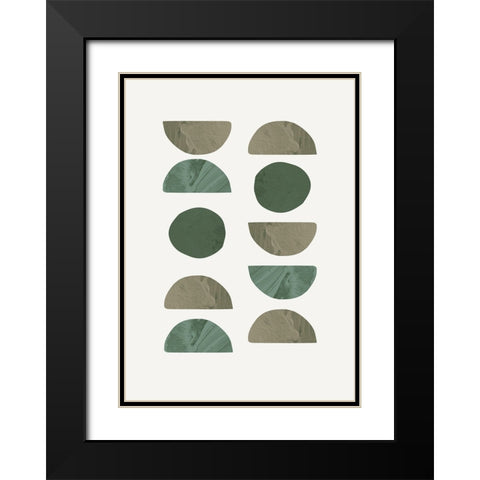 Collage Green Black Modern Wood Framed Art Print with Double Matting by Pictufy Studio