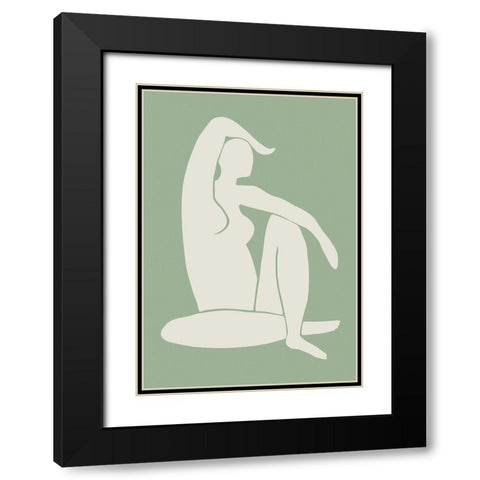 Figure Matisse Style Green Black Modern Wood Framed Art Print with Double Matting by Pictufy Studio II
