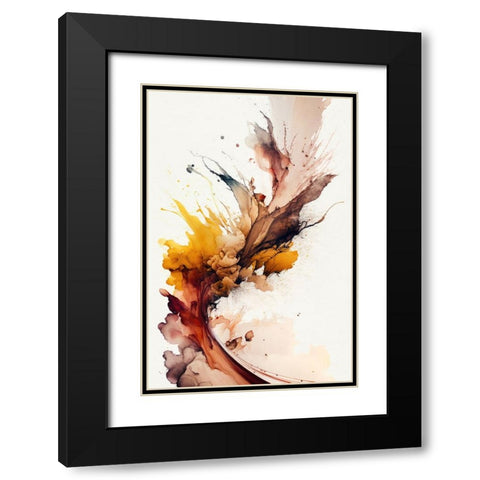 Autumnal Abstract Black Modern Wood Framed Art Print with Double Matting by Mauro