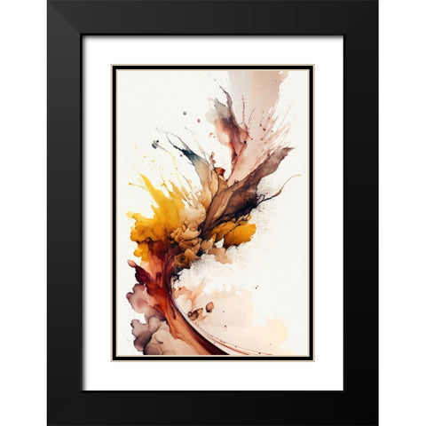 Autumnal Abstract Black Modern Wood Framed Art Print with Double Matting by Mauro