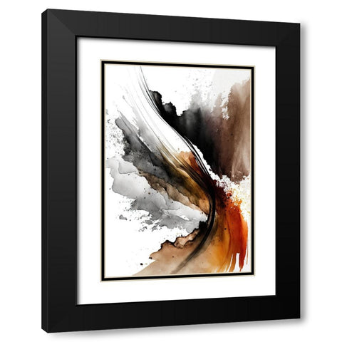 Earthy Abstraction Black Modern Wood Framed Art Print with Double Matting by Mauro