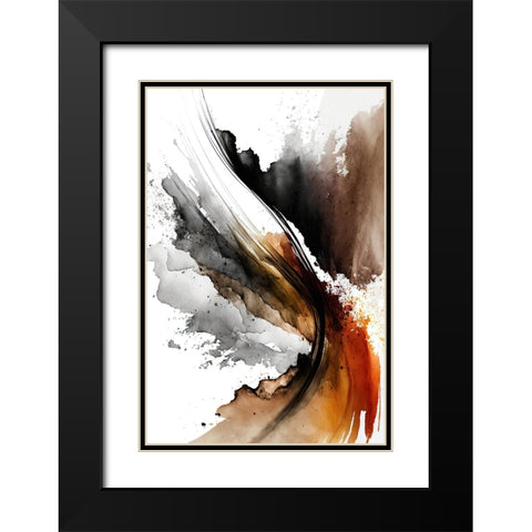 Earthy Abstraction Black Modern Wood Framed Art Print with Double Matting by Mauro