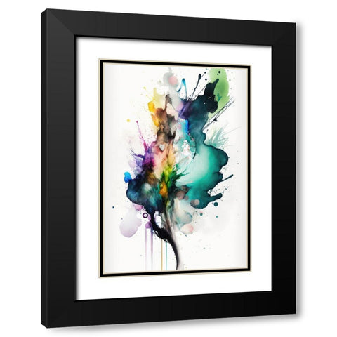 Fluid Abstraction Black Modern Wood Framed Art Print with Double Matting by Mauro