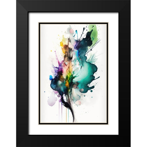 Fluid Abstraction Black Modern Wood Framed Art Print with Double Matting by Mauro